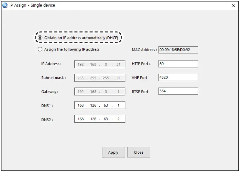 WISeNeT TNU 6321 Network Camera - Dynamic IP