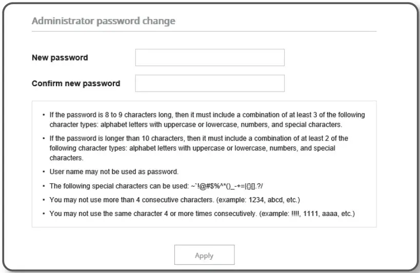 WISeNeT TNU 6321 Network Camera - PASSWORD SETTING