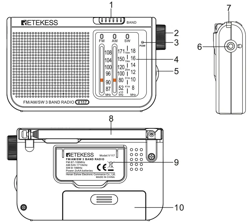 RETEKESS V117 Analog AM FM Transistor Shortwave Radio - PART INTRODUCTION