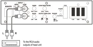BOSS BSS8 8 Inch 203mm Low Profile Amplidied Subwoofer - Input Wiring