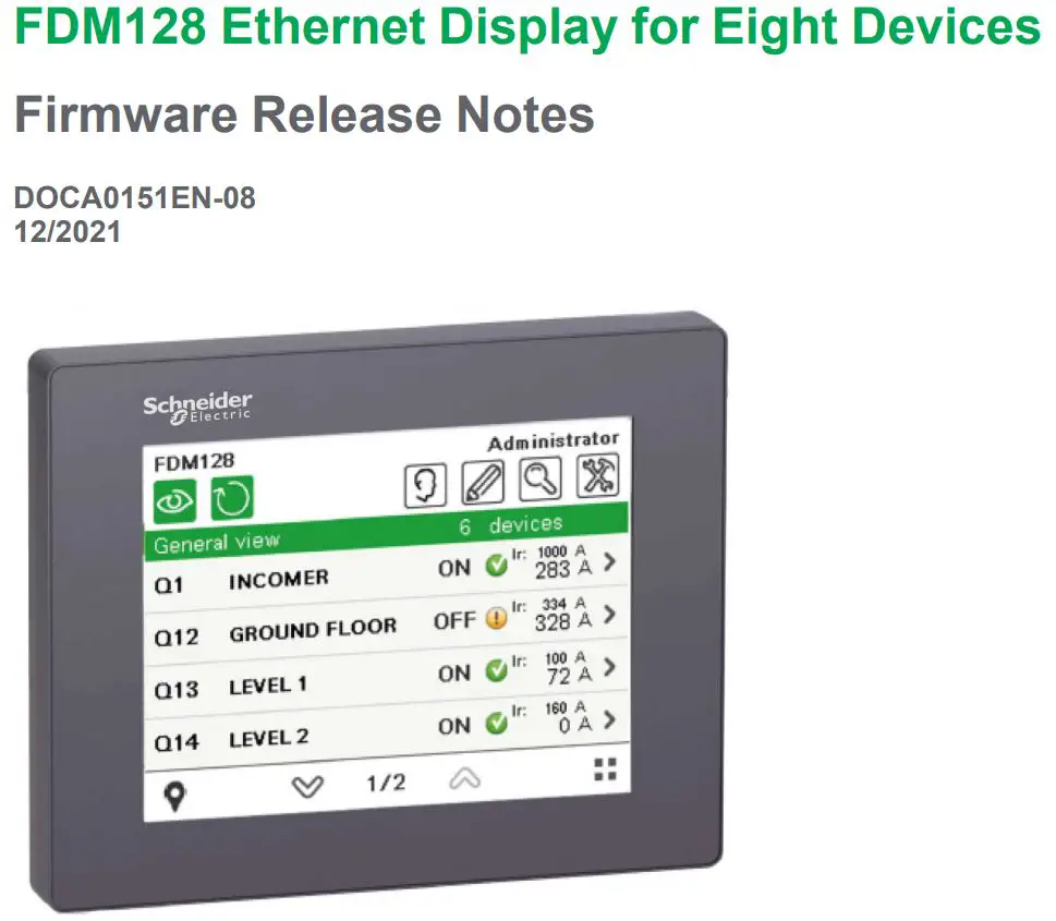 Schneider FDM128 Ethernet Display for Eight Devices User Guide