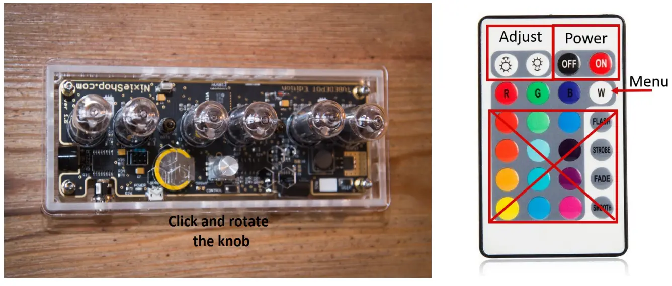 NaxiShop IN 14 IN 8 2 Z573M IN 8 Nixie Desktop Cloc-Settings and Adjustments