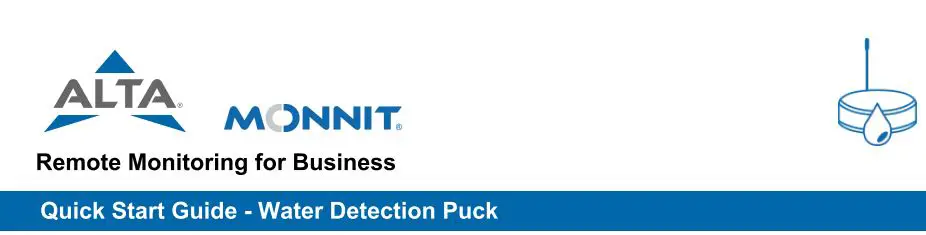 ALTA Monnit Wireless Water Detection Puck Sensor User Guide