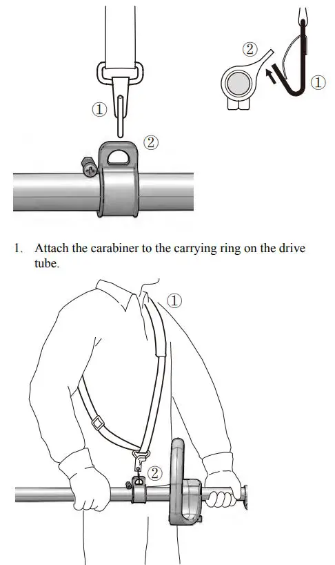 greenworks pro ST60L03 Ultra Power 60v String Trimmer User Manual - ATTACH MACHINE TO SHOULDER STRAP