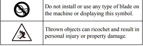 greenworks pro ST60L03 Ultra Power 60v String Trimmer User Manual - SYMBOLS ON THE MACHINE