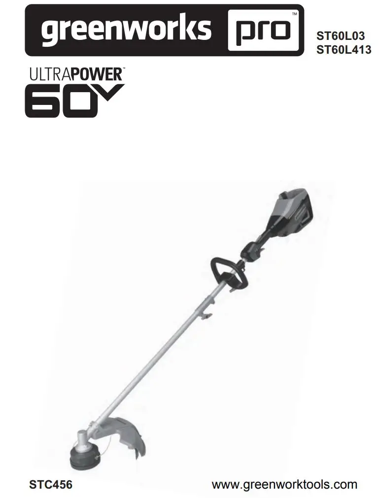 greenworks pro ST60L03 Ultra Power 60v String Trimmer User Manual