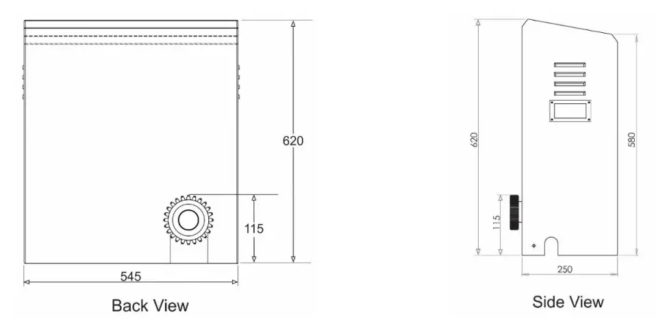 ELSEMA iS1500LV High Speed Sliding Gate Opener with Battery Back Up - Plan View2