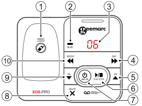 geemarc 1677412 AMPLIDECT 295 SOS Pro Cordless Big Button Answerphone - Base