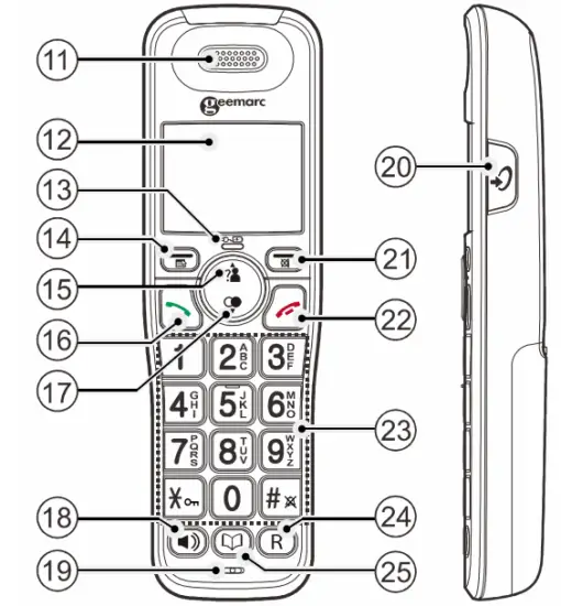 geemarc AMPLIDECT 295 Cordless Big Button Answerphone - Handset