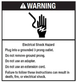 ARCTIC WIND 2AWH18000A Window Air Conditioner Owner's Manual - Warning Risk of Electrical Shock Hazard icon