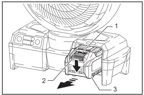 makita CF001G 40V Cordless Fan - button