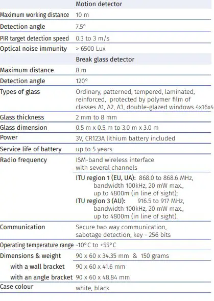 U-PROX PIR Combi VB Wireless Motion and Break Glass Detector with Vertical Barrier Lens 2