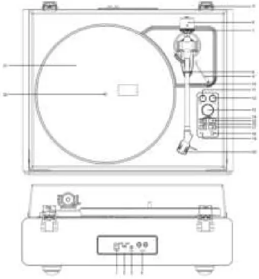 Lenco LS 440GY Turntable with 4 speakers built-in and Bluetooth reception - Fig