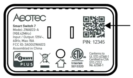 AEOTEC AEZWA023 Z-Wave Plus v2 Smart Switch fig 2