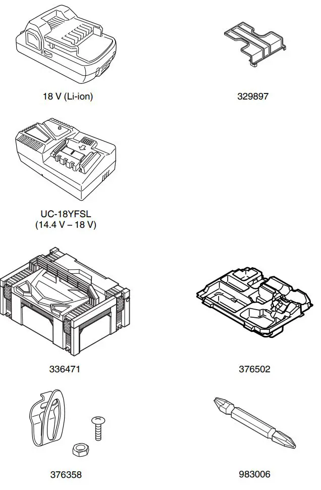 HiKOKI DS18DD Cordless Drill Instructions - Parts