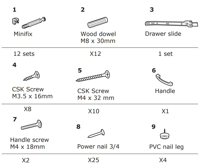 GYMAX GYM09469 Ameriwood Home Ariana White Nightstand - parts 1