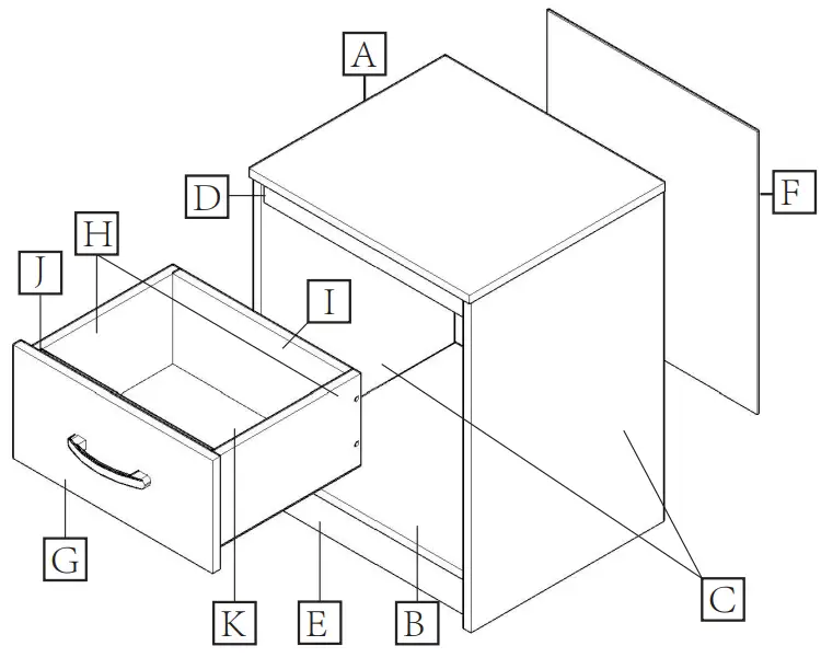 GYMAX GYM09469 Ameriwood Home Ariana White Nightstand - parts 2