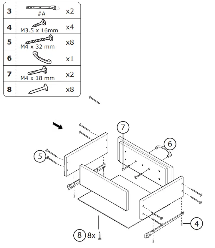 GYMAX GYM09469 Ameriwood Home Ariana White Nightstand - parts 3