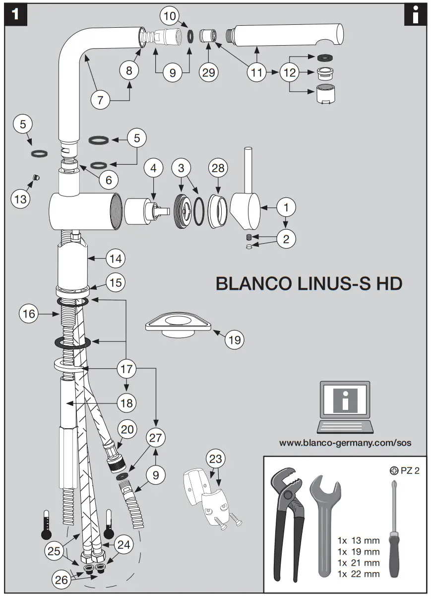BLANCO LINUS-S HD Pressure Brass - Figure 1