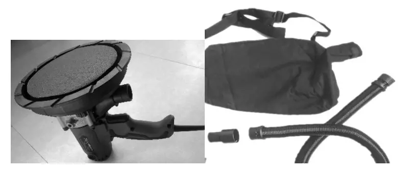 wiltec 61857 Dry Wall Sander LED Light - Attaching the dust bag