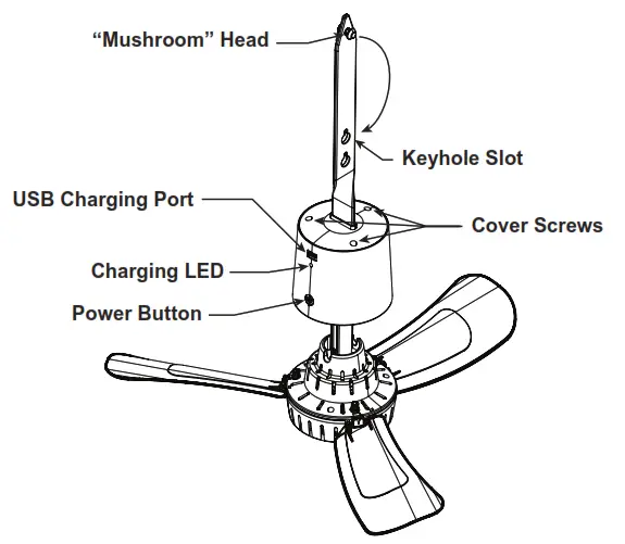 TREVA FC17B03A Portable Rechargeable Canopy Fan - fig1