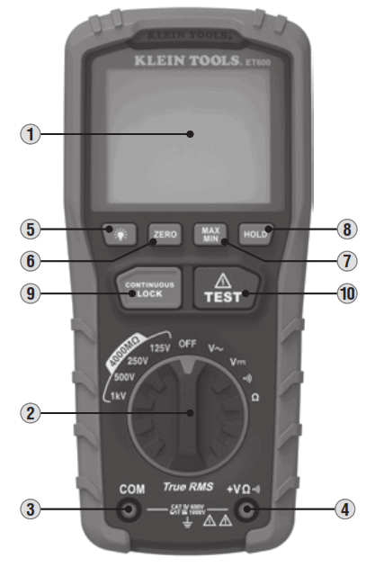 KLEIN TOOLS ET600 Digital Insulation Resistance Tester - fig 2