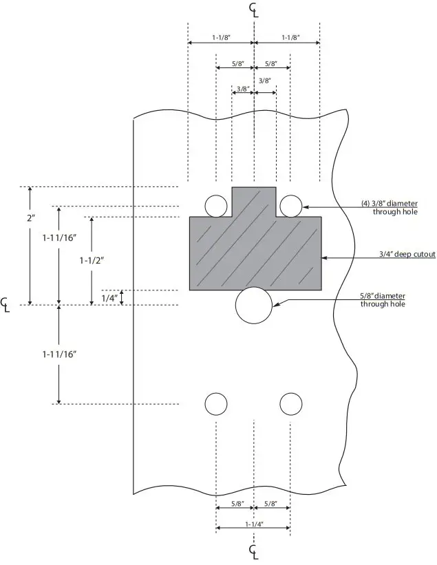 Template for Von Duprin 230L Series Exit Trims