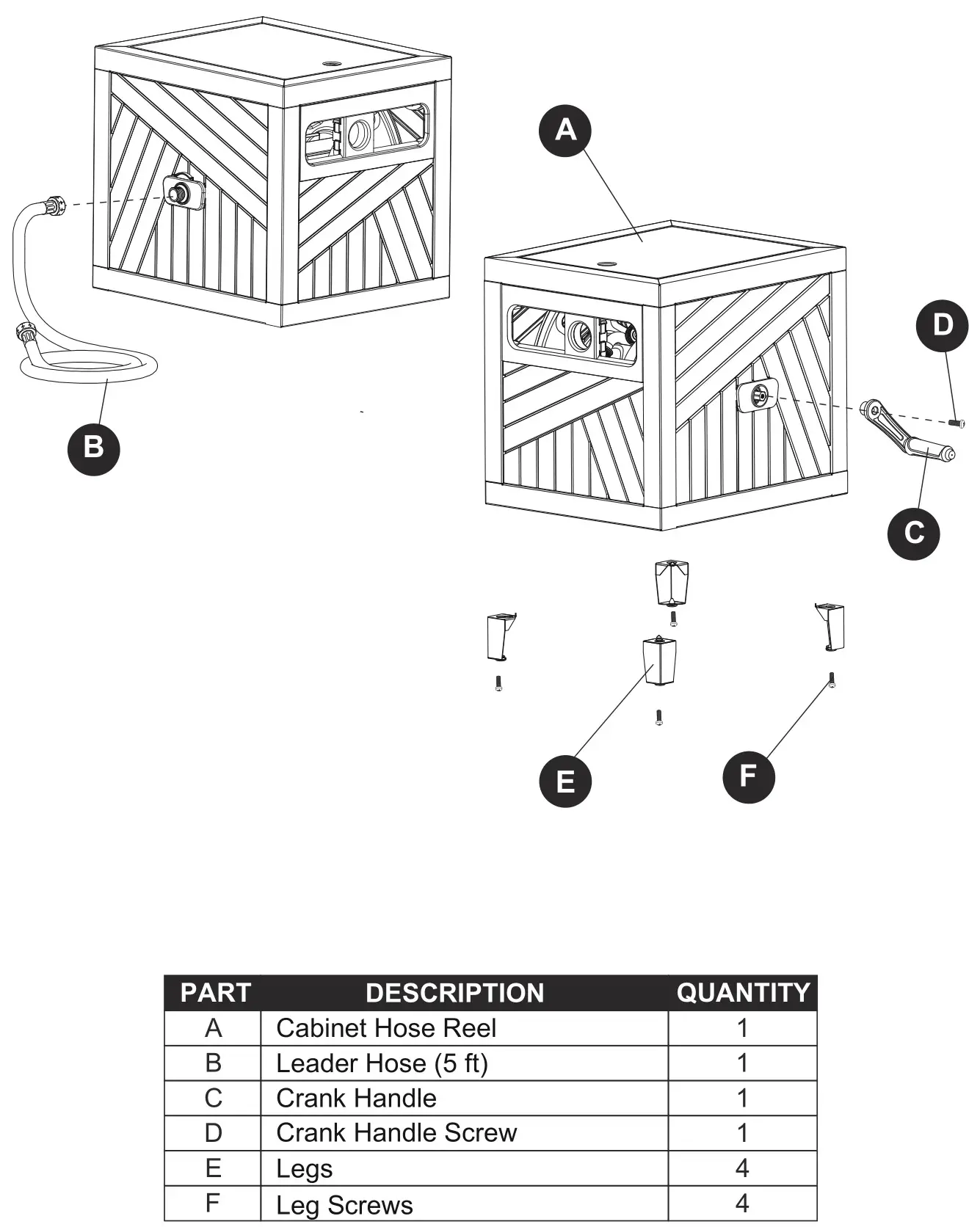 Style SELECTIONS SGY-GAR1 150-Ft Capacity Cabinet Hose Reel - PACKAGE CONTENTS