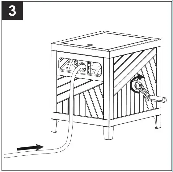 Style SELECTIONS SGY-GAR1 150-Ft Capacity Cabinet Hose Reel - To unwind your hose, pull the hose out away