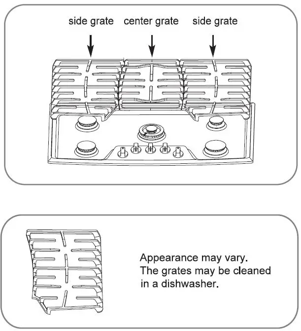 LG LCG Series Gas Cooktop Owner's Manual - COOKTOP SURFACE