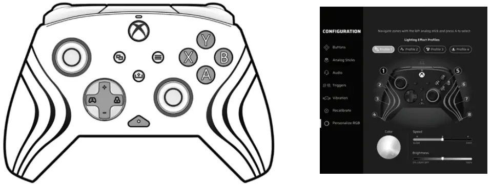 PDP Xbox Series X-S PC Black Afterglow Wave Controller - Settings on Controller1