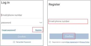 FIG 8 Create an account and log in phone app