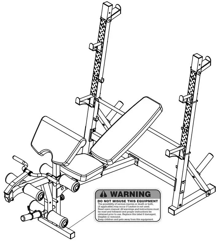 MARCY CLUB OLYMPIC BENCH MKB-957- WARNING LABEL PLACEMENT
