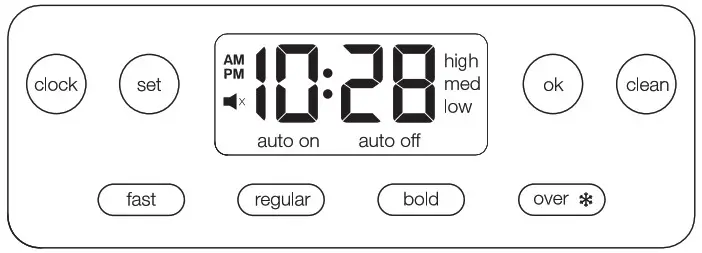 BRAUN OptiBrew Coffee Maker KF --Control panel and clock