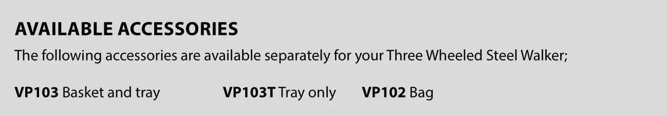 aidapt VP174SS Three Wheeled Walker - AVAILABLE ACCESSORIES