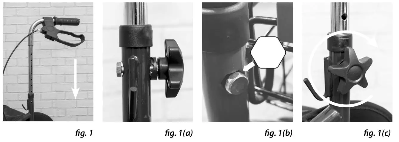 aidapt VP174SS Three Wheeled Walker - fig. 1, fig. 1(a), fig. 1(b), fig. 1(c)