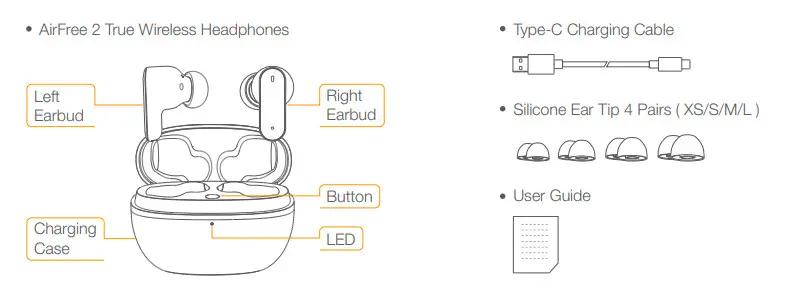 omthing EO006 Airfree 2 True Wireless Headphones - Package Contents