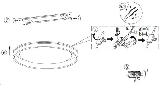 Paul Neuhaus 8416 13 55 LED Ceiling Light - electrical connection
