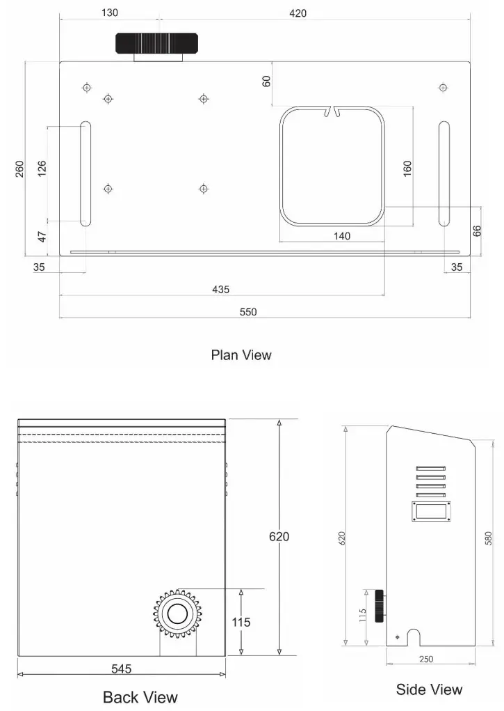 ELSEMA iS2000 iS3000 High Speed Sliding Gate Opener - Plan View Layout