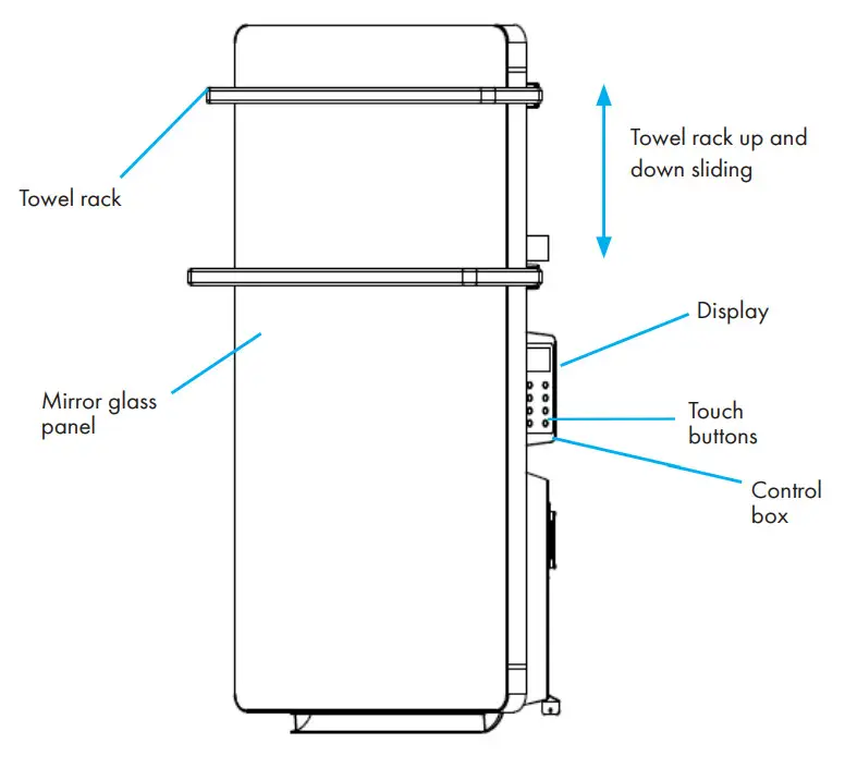 KLARSTEIN 10035036 Hot Spot Crystal Flow Bathroom Heater with Towel Rack - APPLIANCE OVERVIEW