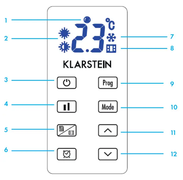 KLARSTEIN 10035036 Hot Spot Crystal Flow Bathroom Heater with Towel Rack - Control panel