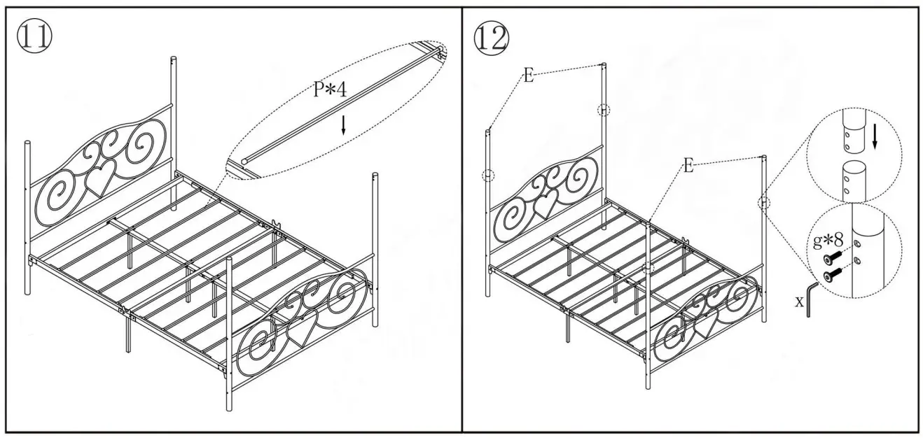 Huluwat DJ-748G-WH Canopy Beds - Figure 7