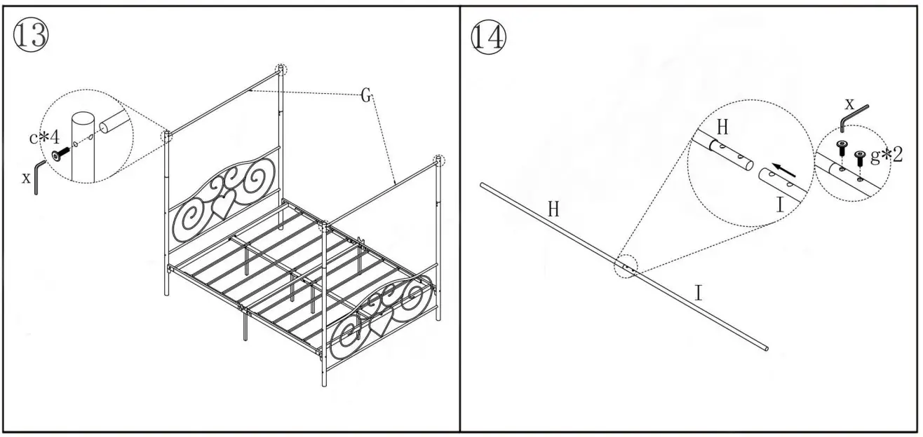 Huluwat DJ-748G-WH Canopy Beds - Figure 8
