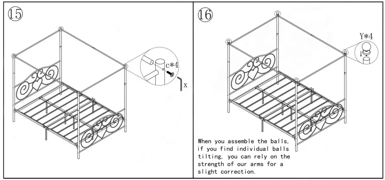 Huluwat DJ-748G-WH Canopy Beds - Figure 9