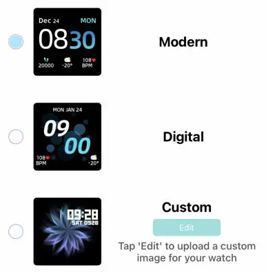 iTOUCH Sport 3 Smart Watch User Manual - Changing Watch Faces
