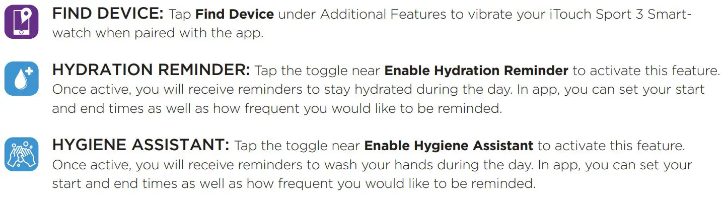 iTOUCH Sport 3 Smart Watch User Manual - FIND DEVICE