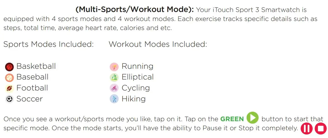 iTOUCH Sport 3 Smart Watch User Manual - Fitness & Exercise