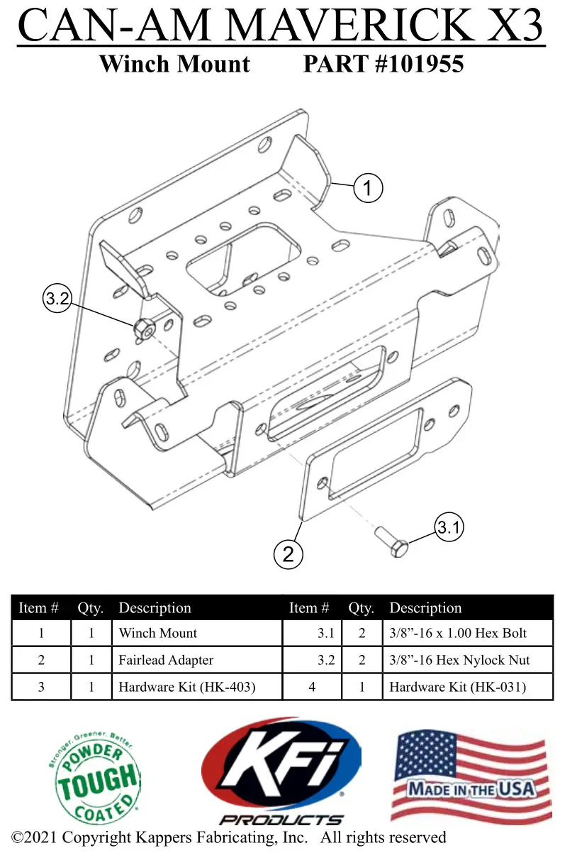 CYCLE GEAR 101955 Winch Mount Instruction Manual