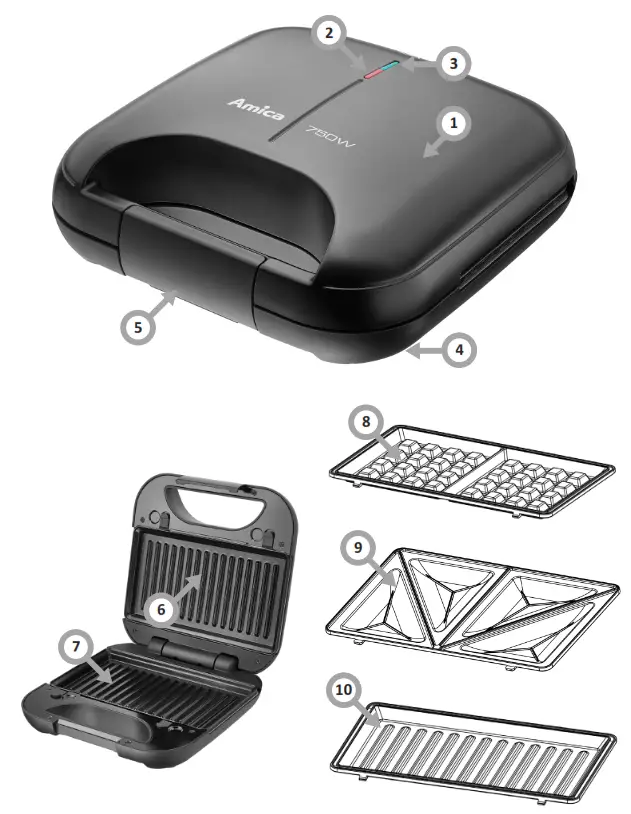 Amica SMK 4021 Sandwich Maker - Fig