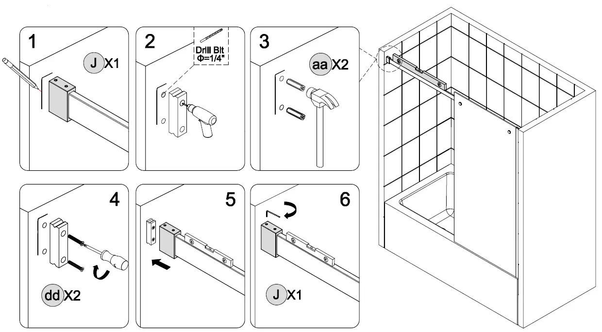 ES-DIY-KJFXSD5658CH08V1-58-60-Inch-W-x-58-Inch-H-Sliding-Semi-Frameless-Tub-Door-in-Chrome-with-Clear-Glass-fig-11